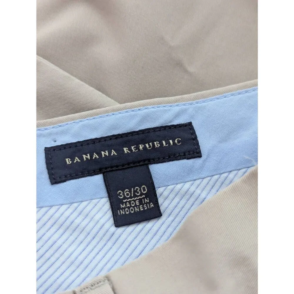 Banana Republic Men's Tan Solid Mid-Rise Cotton Chino Pants Size 36 x 30